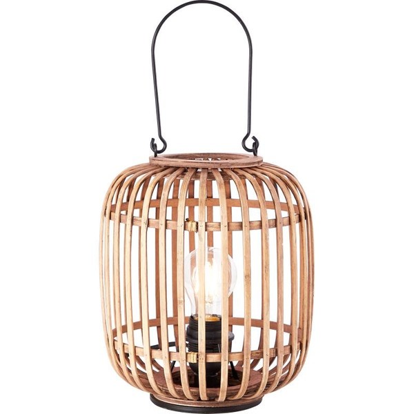 Brilliant Thora Tischleuchte 60W Metall/Rattan Schwarz Nachttisch-Lampe-image