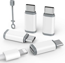 4 Pack Lightning to USB C Adapter for iPhone 15/16/17/17 Pro Max/Plus,Samsung S2