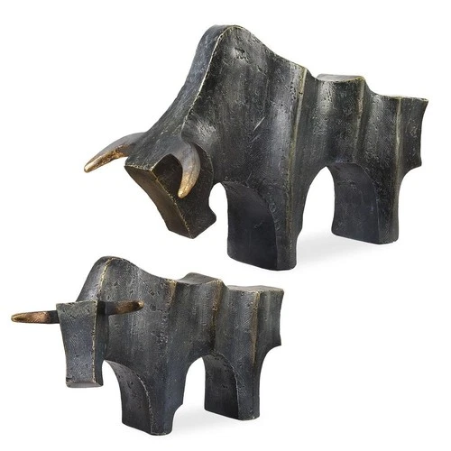 PAIR OF REGAL BULL MODERN & INDUSTRIAL STYLE LARGE 12" & 15" SCULPTURES 18227 - Picture 2 of 5