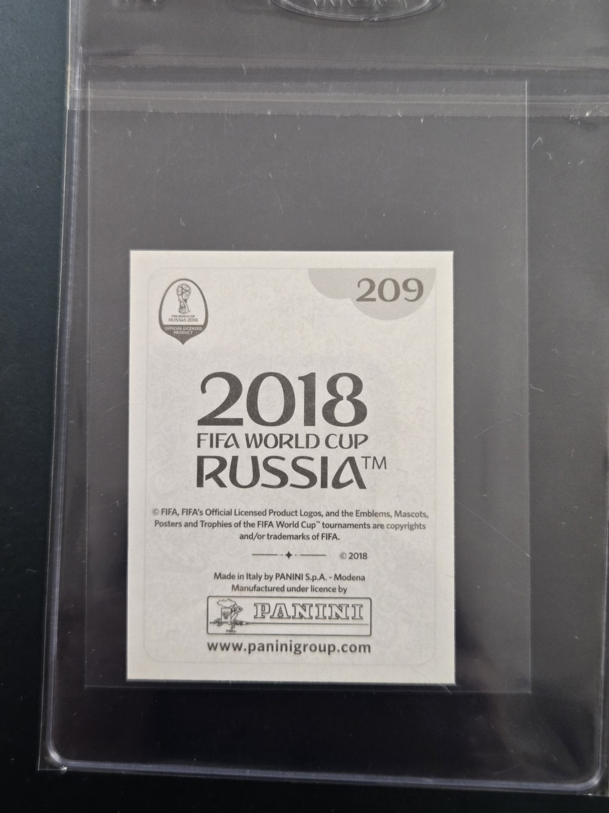 Kylian Mbappe 2018 Champs Panini World Cup Stickers #209 Black Back view 2
