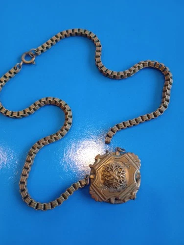 Vintage Bronze Art Deco Fashion Costume Jewelry Necklace For Parts