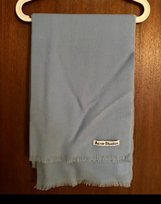 Acne Studios Schal Wolle blau unifarben Fransen 206x65 cm CA0150