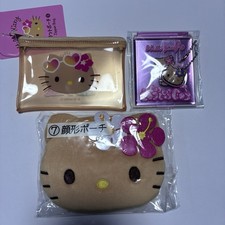 Tanned Hello Kitty Face Pouch Clear Pouch Mirror Set 2025 Limited Sanrio