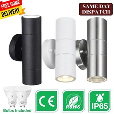 Up Down Wall Light GU10 IP65 Stainless Steel Double Indoor Outdoor With Bulbs UK