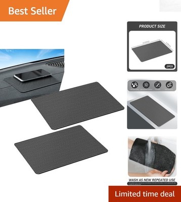 Washable 2 PCS Car Dashboard Mats - Grid Pattern, Double-Sided Self-Adhesive