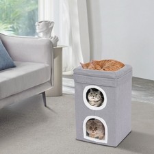 Foldable Cute Modern Cat Condo Cat House Gray Indoor Cats Bed For Home Pet Shop