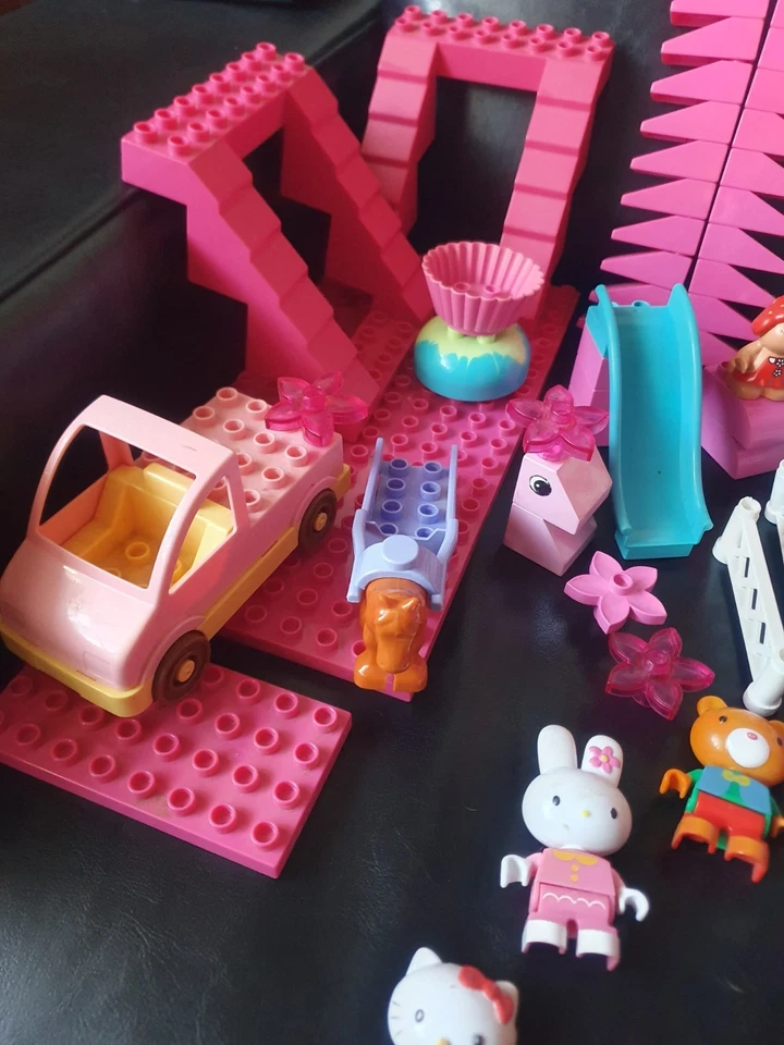 Lego Duplo Box 143 Teile Pink Hello Kitty Hase Bären Ferkel Konvolut Paket 25/11 - Bild 3 von 4