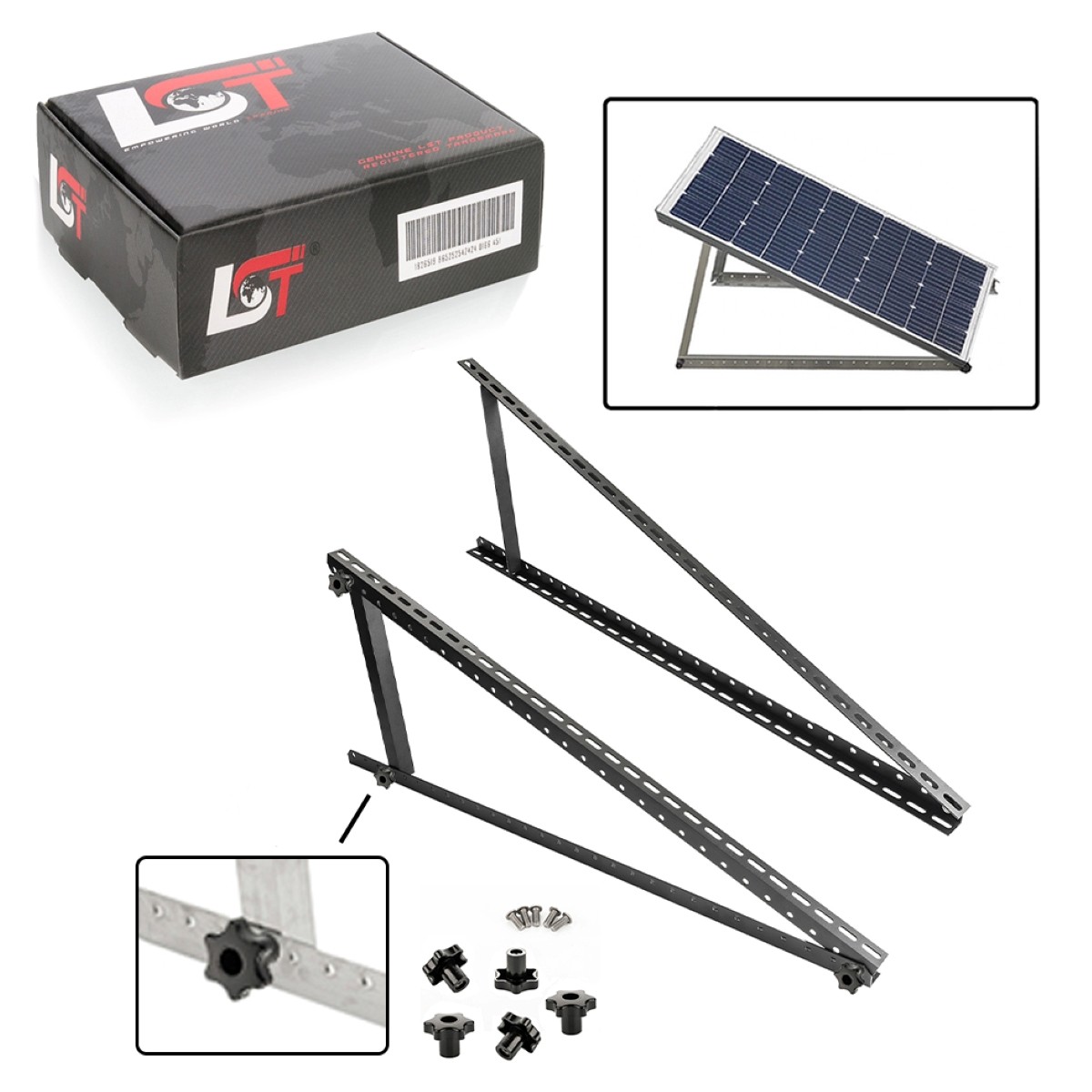 4X Solar Module Mounting Bracket Solar Stand Black 118 Cm