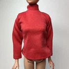 Vintage Barbie Fashion Doll Clone Polyester Red Turtleneck Made In China