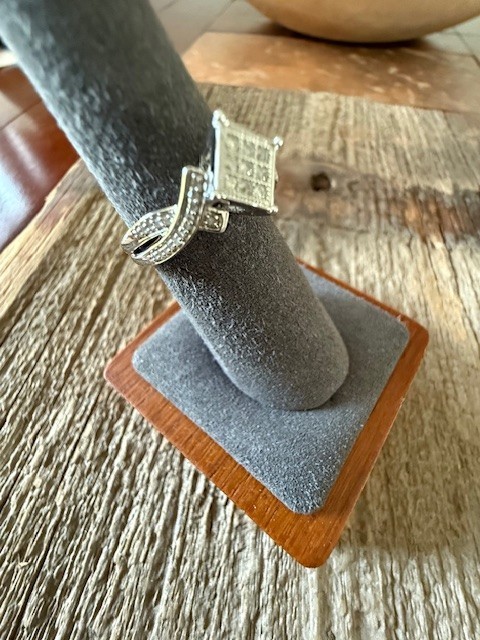 Diamond Twisted Split Shank Sterling Silver Ring - image 5