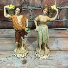 Vintage FBIA Porcelain Figurines Pair Taiwan ROC Man Woman Harvest Scene