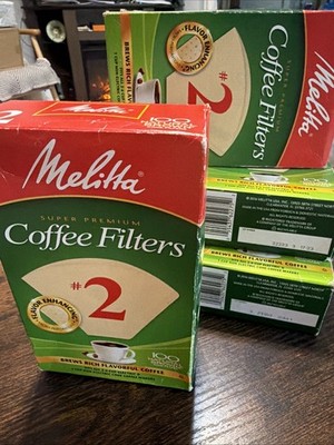 6 pack/ Total 600 Melitta #2 Super Premium Cone Coffee Filters 100 Count Each
