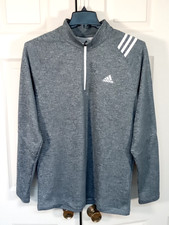 Adidas Golf 1/4 Zip Pullover Heather Gray White Stripes Size L NWOT