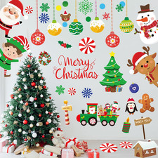 Christmas Wall Decals Stickers 96PCS Removable Large Merry Xmas Wall Decorations