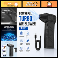 Turbo Air Blower 130000RPM Cordless Dust Cleaner, 4000mAh Battery, 3 Speed, Magn