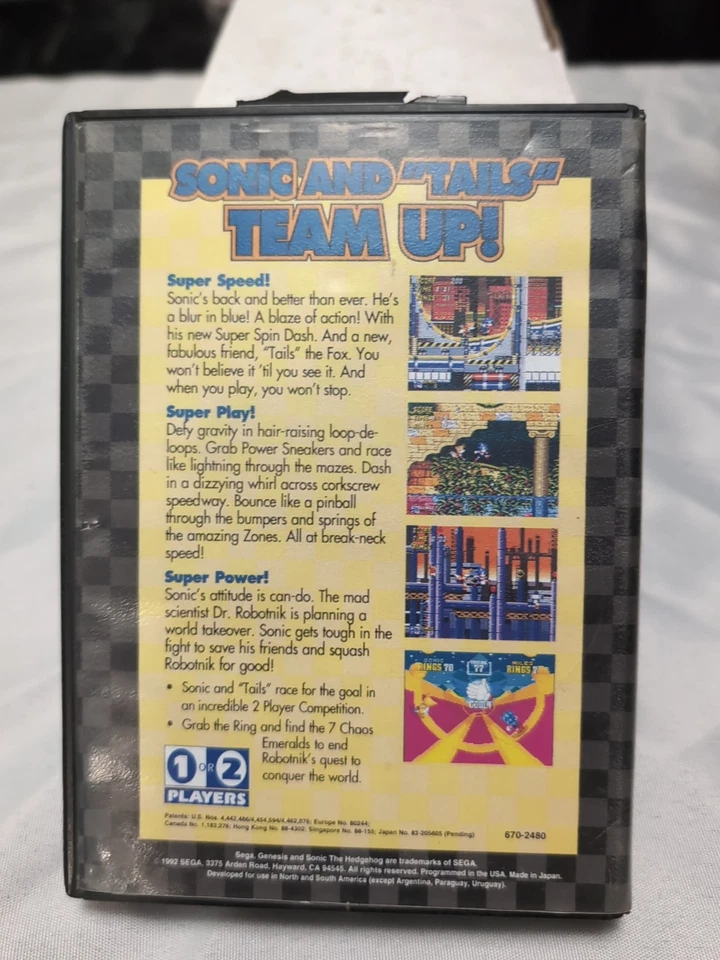 Sega Genesis Sonic the Hedgehog 2 Game Cartridge In Box With Manual - Image 2 of 4