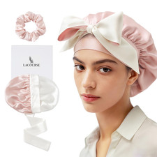 Anti-Slip 100 Mulberry Silk Bonnet for Sleeping Women Long Hair, Double-Layered