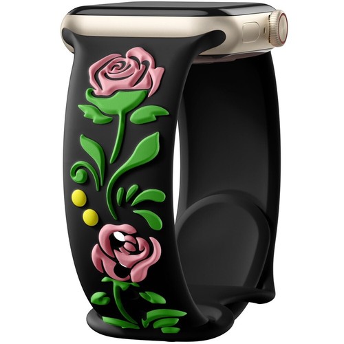 Correa de silicona floral tallada para Apple Watch 41/42/45/46/49 mm 10 9 8 7 6 SE - Imagen 8 de 38