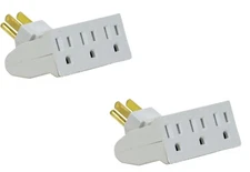 2 Pack TWO  3 Outlet Swivel Electrical Power Grounded Wall Socket Taps Adapter