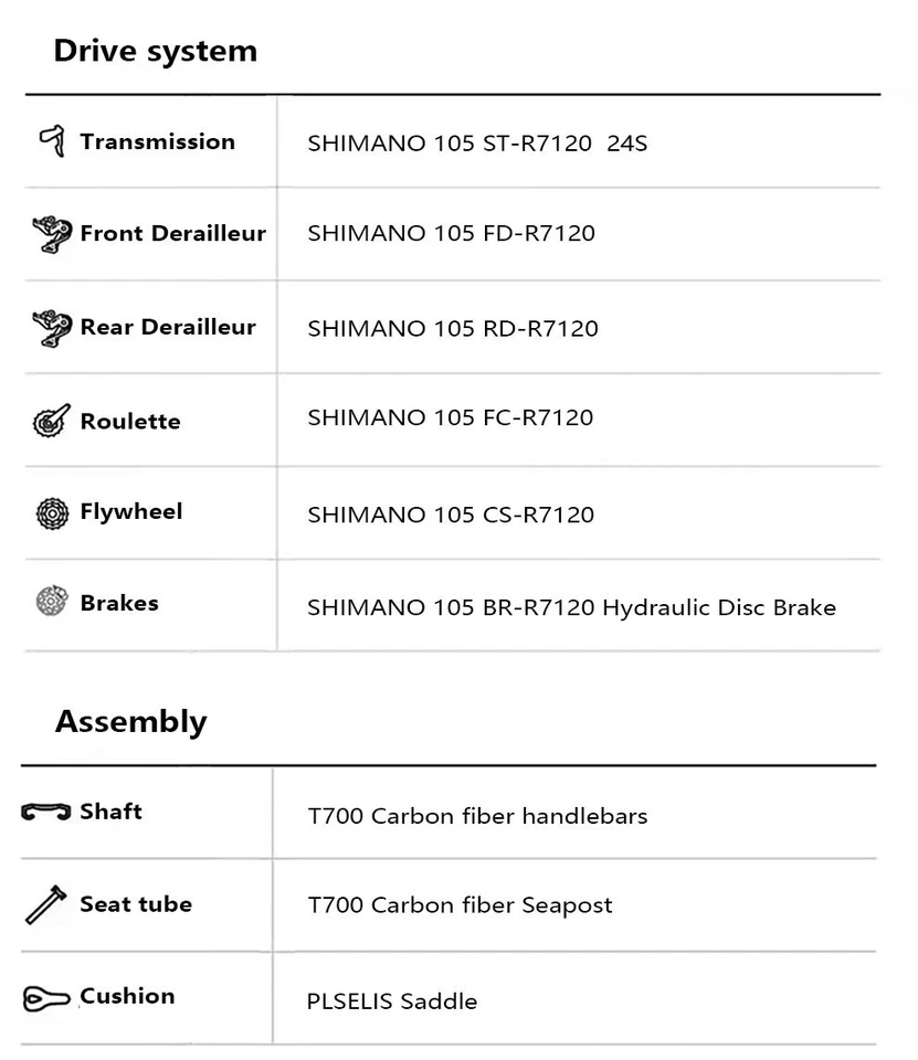 700C Carbon Rennrad Shimano R7120 Ultraleichter Straßenrahmen mit Scheibenbremse - Bild 3 von 4