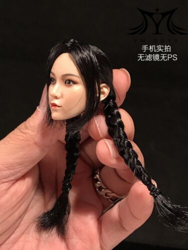1:6 Woman Head Sculpt YMTOYS Ying Pale Girl Braid Hair For 12" Figure Toys - Picture 5 of 5