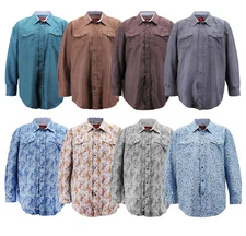 Men's Snap Button Up Cowboy Western Long Sleeve Paisley Rodeo Dress Shirt