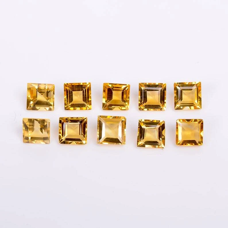 Citrine Gemstone Square Cut Shape Handmade Gemstone For Jewelry Making - Image 2 of 3