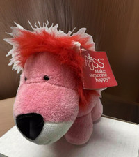 Adorable Vintage Russ Berrie Co. Valentine Pink Lion Plush Stuffed Animal 