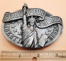 Vintage 1984 Statue of Liberty Freedom "Stand Up for America" Belt Buckle Rare