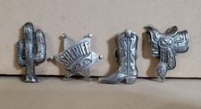 Vintage Metal Button covers Western Boot Cactus Saddle Sheriff Star