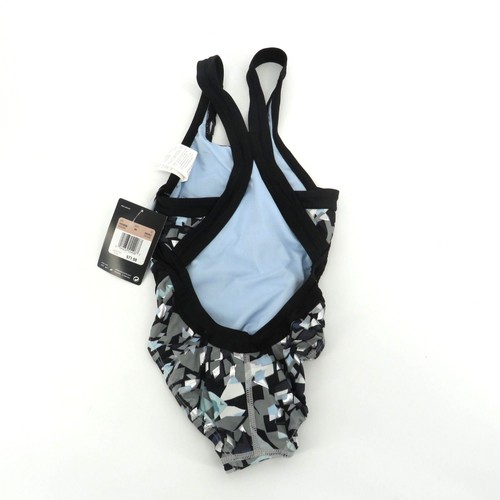 Nike Shattered Glass Black Silver Girls 1 Piece Swimsuit Size 5 (20 ) NWT $71 - Picture 3 of 4