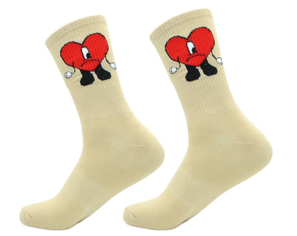 可爱坏兔子棉袜,坏兔子刺绣心形,中管长 — 第 2/4 张图片