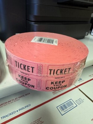 Creative Converting Pink Double Roll Raffle Tickets 2000 Tickets Per ...