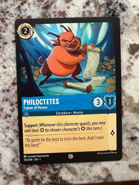 DISNEY LORCANA THE FIRST CHAPTER NON FOIL COMMON CARD PHILOCTETES 156/204
