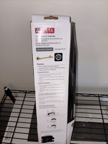 Delta Faucet 41712-CZ Transitional 12-Inch Grab Bar Champagne Bronze - Picture 5 of 5