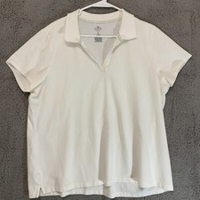 St Johns Bay Top Womens Short Sleeve Pullover Collared Blouse Shirt Casual 2X