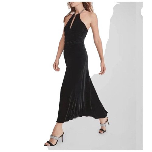 Taylor Women's Brown Velvet Belted Halter Evening Dress Size 16 | eBay