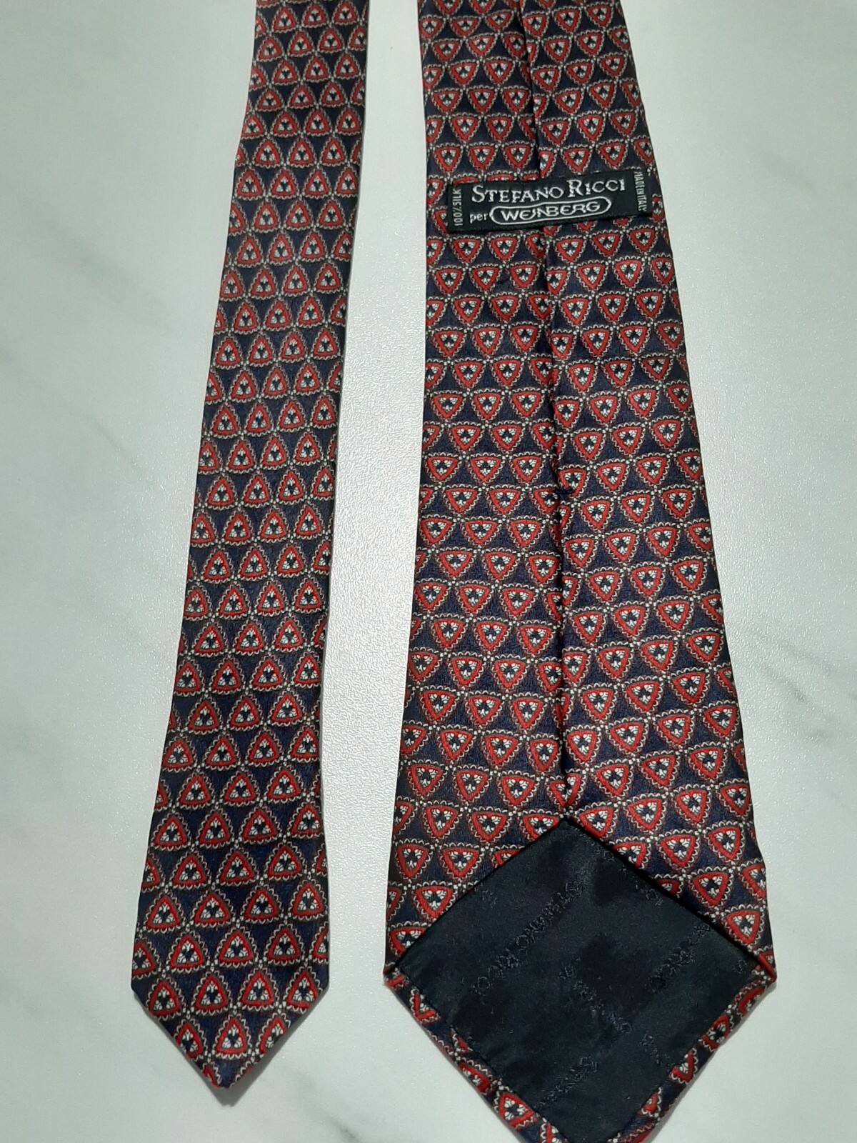 Cravatta Uomo Classica A Righe Blu, Rossa E Argento, Modello Regimental, In Poliestere Di Qualità