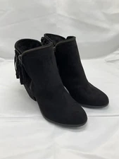 Boots Not Rated Heeled Womans Sz 9.5  Black Suede Fringe Chains