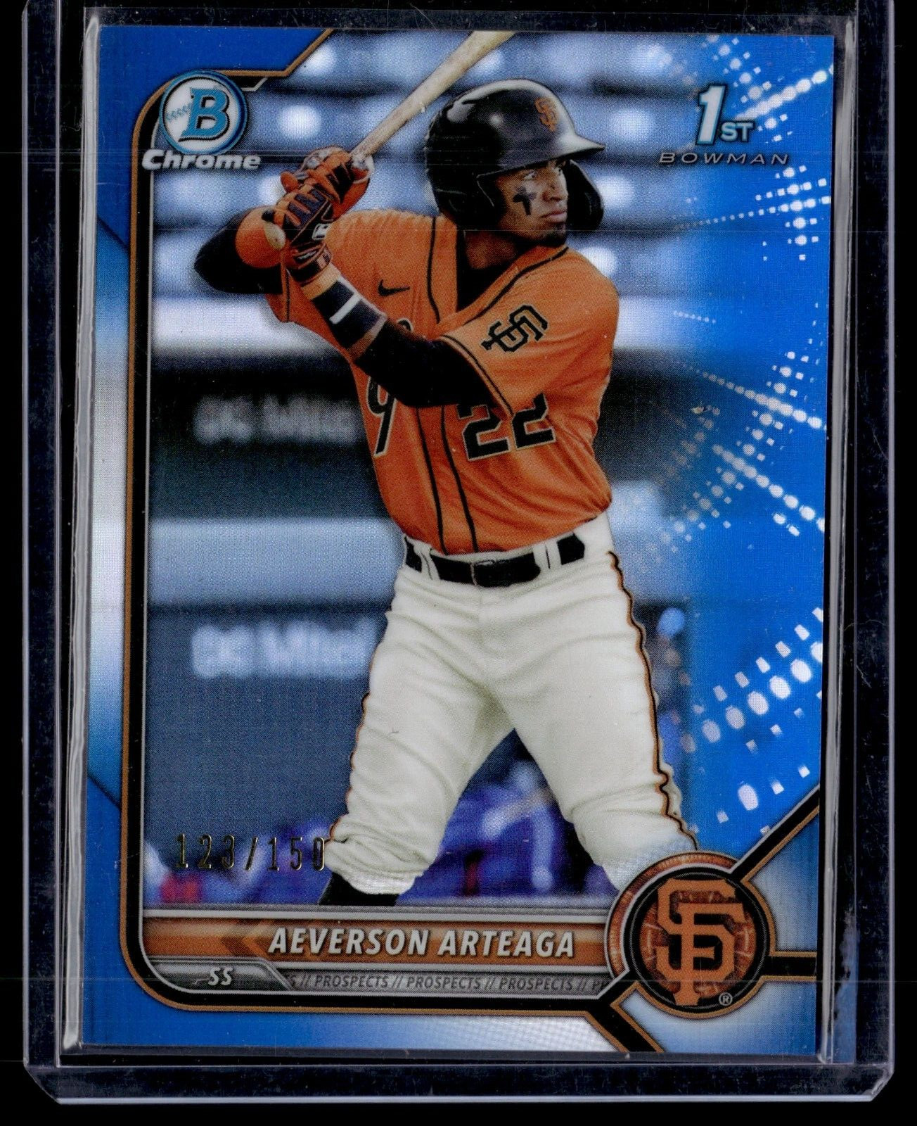 2022 Bowman Chrome Prospects Blue Refractor Aeverson Arteaga /150 Giants #BCP-82