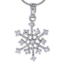 925 Sterling Silver CZ Jeweled Snowflake Pendant 29/32 Inch 22mm Tall