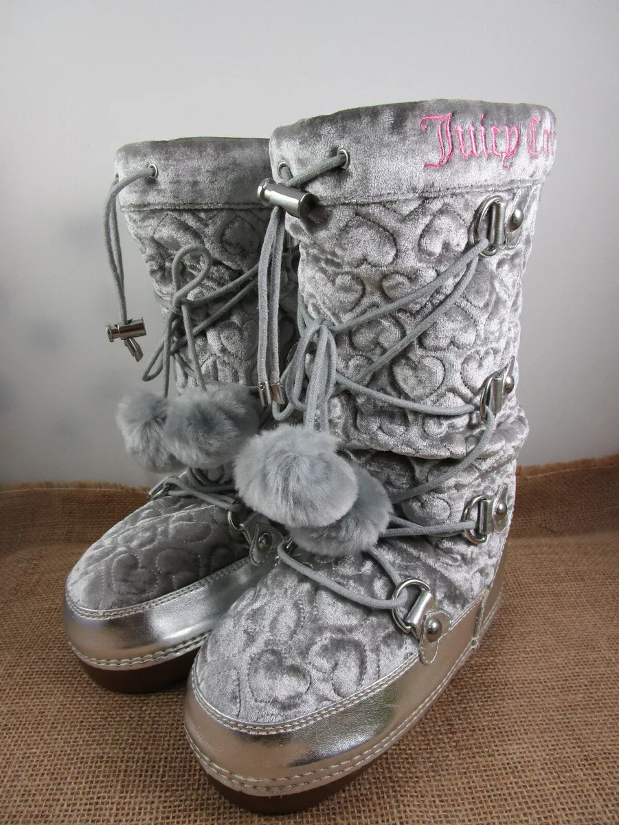 JUICY COUTURE Silver Quilted Snowboot Girls Size 2