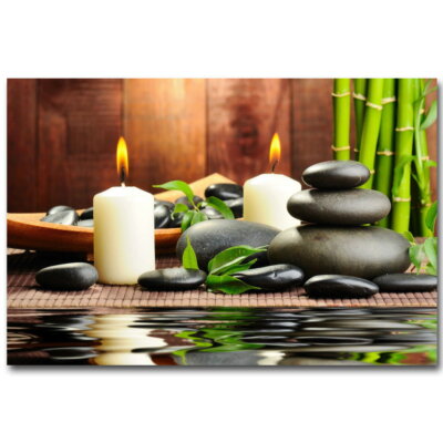 82120 Zen Buddhism Bamboo Stone Landscape Wall Print Poster US
