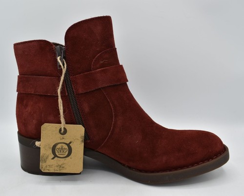 Born Womens Size 7.5 Tori Dark Red Suede Leather Booties Boots Shoes - 第 4/16 張圖片