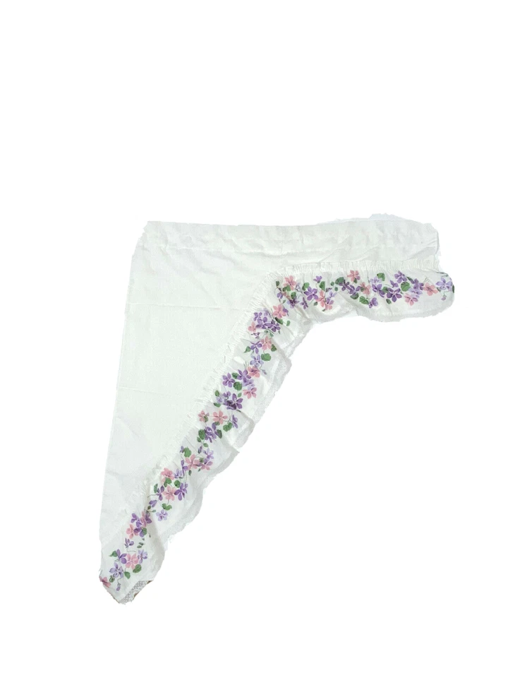 Tratamiento de ventanas con volantes vintage 2 piezas cenefas de encaje cortinas flores blancas años 60 Foto 4 de 4