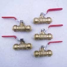 5 Pack Hoger LF 1/2" NSF61 Brass Push Fit Ball Valve  Red Handle