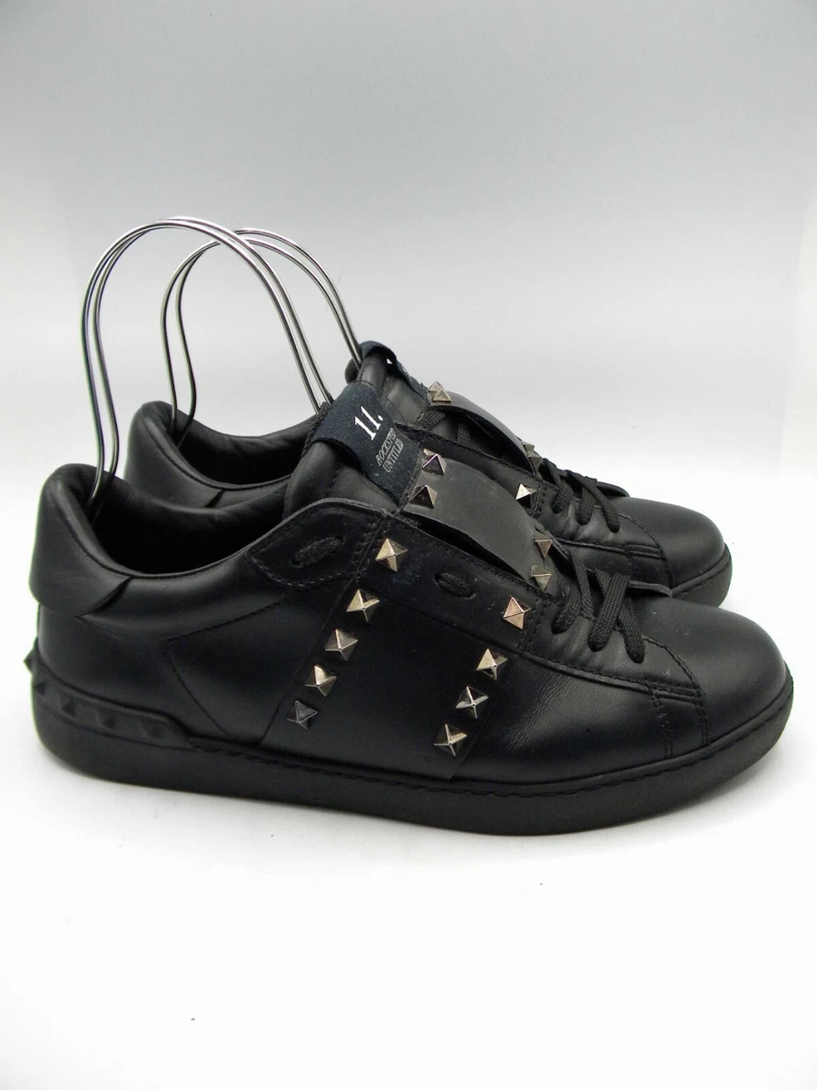 Valentino Garavani Rockstud Untitled Black Leather Sneakers Size