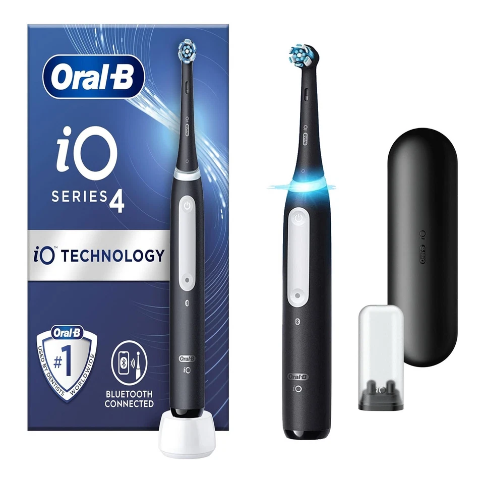 Oral-B iO4 Electric Toothbrush Black – 1 Head, Travel Case, 4 Modes, Adults