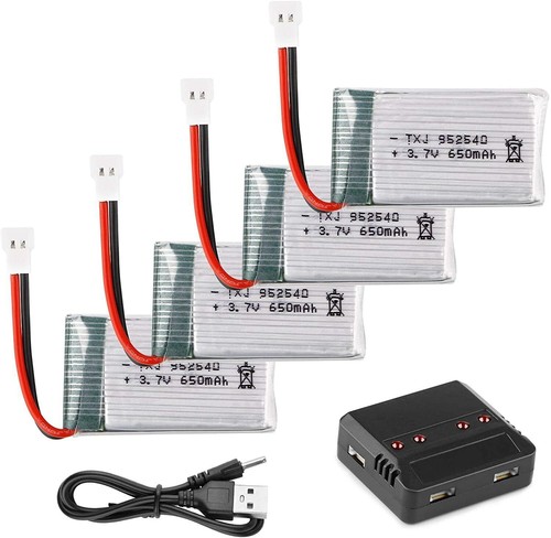 3.7V 650mAh Lipo Battery W/ USB Charger & Cable For RC Syma X5 Airplane Toys USA - Picture 9 of 13