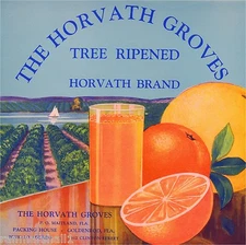 Maitland Florida Horvath Groves Orange Citrus Fruit Crate Label Art Print